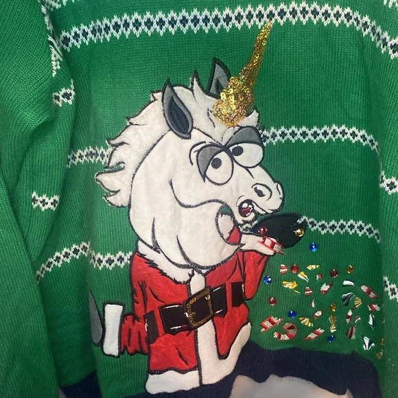 Jolly sweaters, Christmas festive unicorn Christmas sweater size XXL - Picture 2 of 6